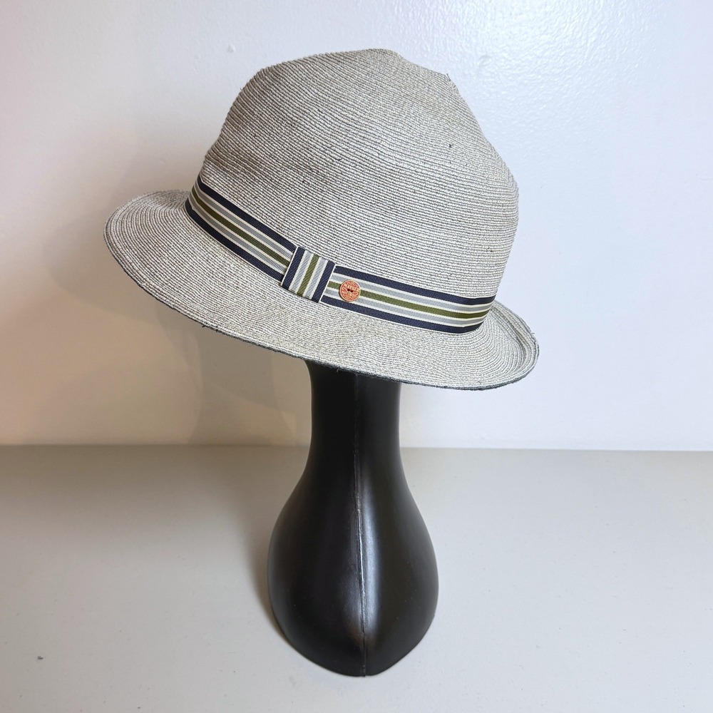 Mayser‎ Ruben Summer Linen Hat Fedora Boat Vacation Old Money Size 60 L